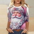 thumbnail image 6 of LiMoi Women's Three Quarter Sleeve Xmas Tshirt Round Neck Casual Top with Santa Claus Graphic Tees Shirts Blouse My Items, 6 of 6