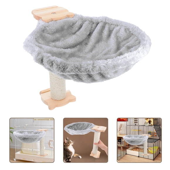 Raindrops 1 Set Soft Cat Tree Hammock Grey Lint Material for Cats