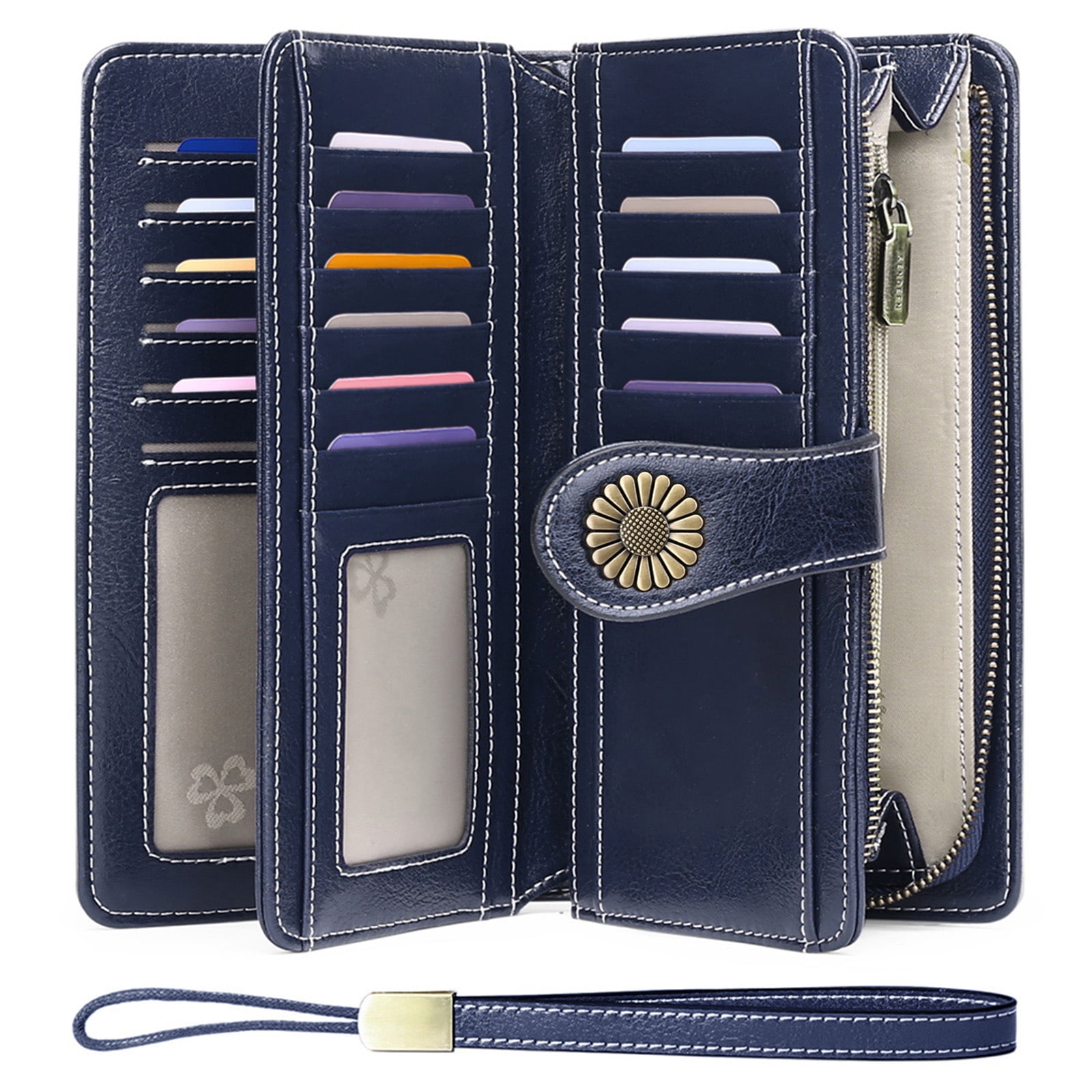 SENDEFN Wallets for Women Genuine Leather Credit Card Holder with RFID