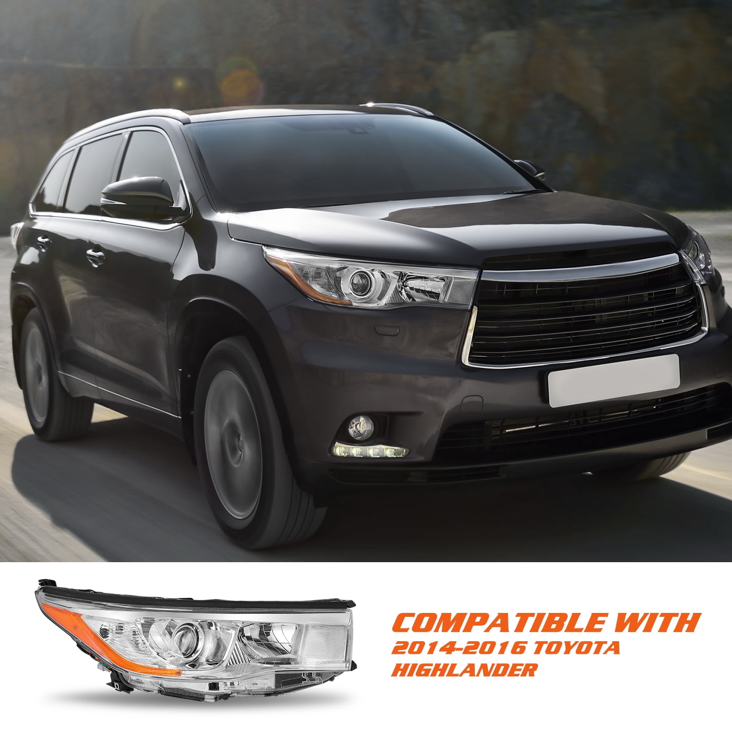 For 2014 2015 2016 Toyota Highlander Right Passenger Headlight Assembly Headlamp
