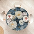thumbnail image 4 of Ambesonne Floral Fitted Round Tablecloth, Bluish Ranunculus Flowers, 45"- 56" Diameter, Blue Grey Apricot Ivory, 4 of 5