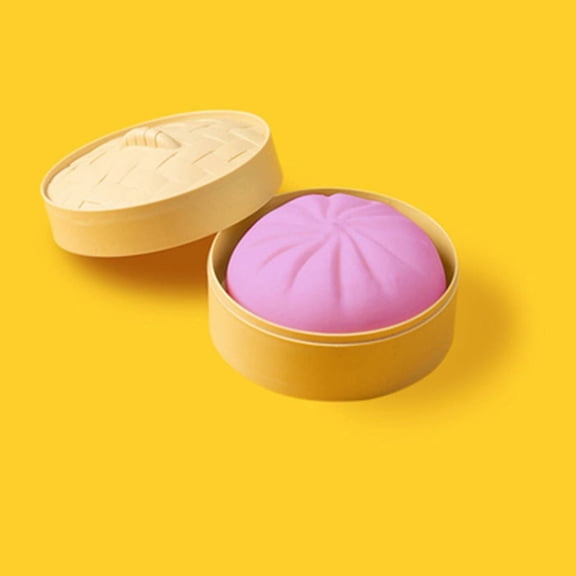Giant Yellow Dumpling Squishy Toy with Mini Steamer, Jumbo Bao Bun Stress Relief Fidget for & Adults, Anxiety Relief, Birthday & Holiday Gift, White Elephant Gifts Under 10 Dollars