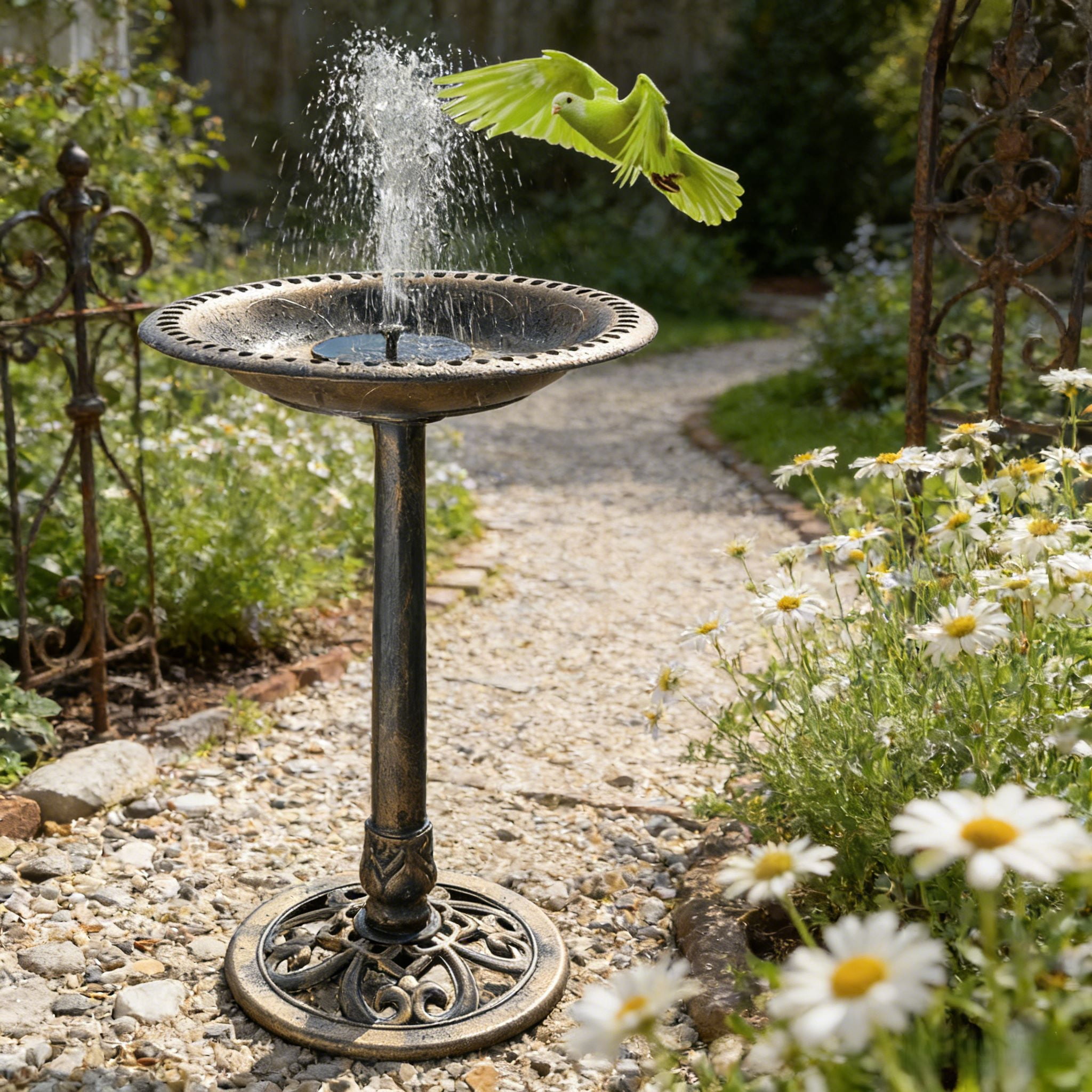 Ktaxon 28 Inch Weather Resistant Resin Bird Baths with Solar