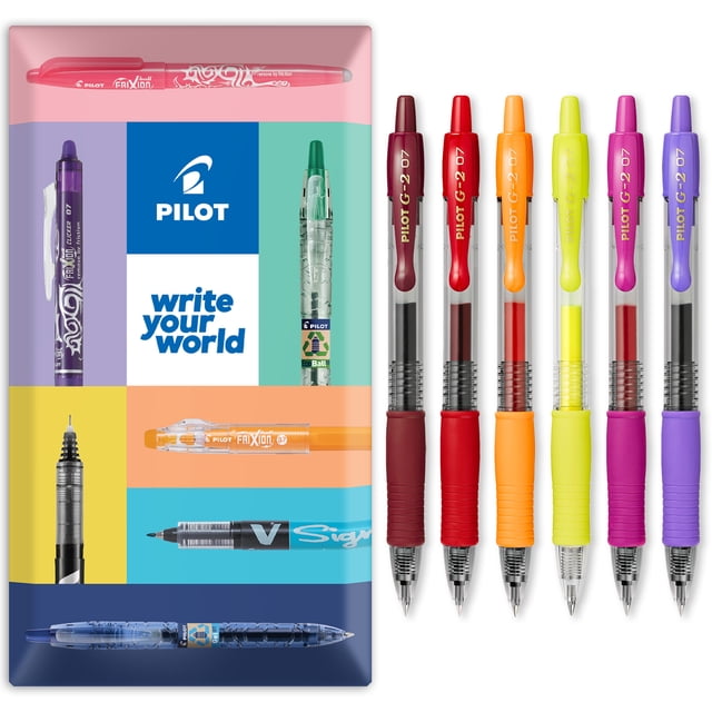 Pilot Stylos à Bille Roulante à Encre Gel Rétractables G-2 - Pointe 0,7 mm - Ensemble Portefeuille de 6 - Tons Coucher de Soleil