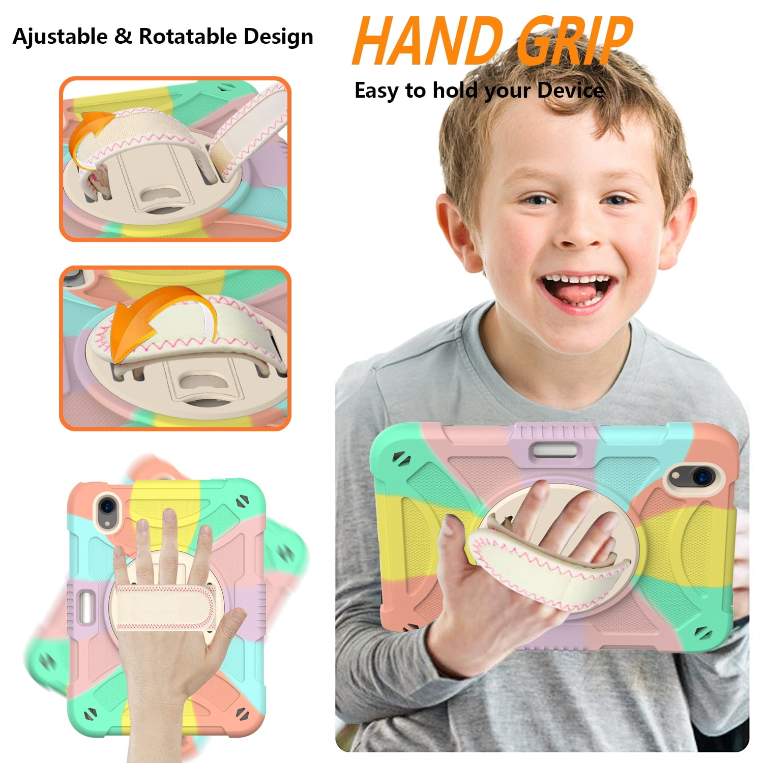 Decase for Apple iPad Mini Case 8.3” 2021 with Pencil Holder,360 Rotating Hand Strap,& Stand, Drop-Proof Kids Case for iPad Mini 7 A17 Pro 2024/iPad Mini 6 2021 8.3 Inch,A