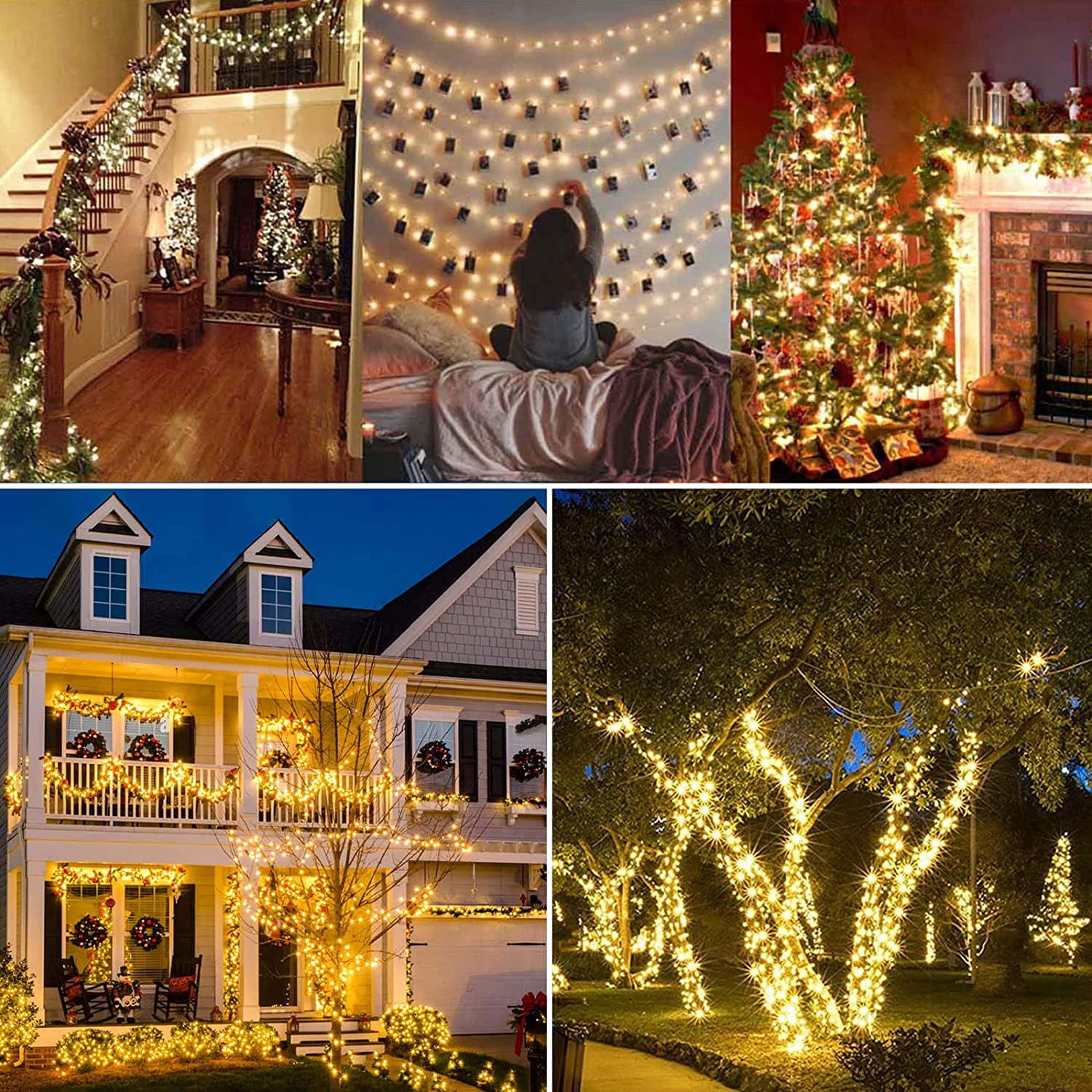 GooingTop 2 Pack Solar String Lights Outdoor Waterproof,104.6ft 320 LED Solar Fairy Lights Outside with 8 Modes for Patio Garden Tent Yard Party Tree Christmas Outdoor Decor(Warm White)