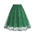 thumbnail image 3 of Aayomet Jupes pour Femmes Rétro Couleur Unie Jupe en Dentelle Tempérament (Vert, m), 3 of 5