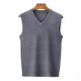 thumbnail image 1 of Chaleco exterior de punto de color sólido para otoño e invierno para hombre, suéter de punto informal de moda para hombre, 1 of 6