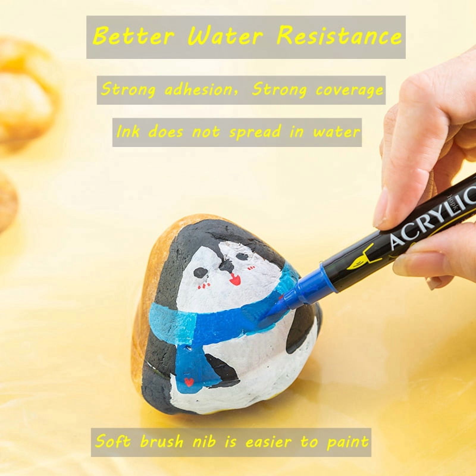 Dual Tip Acrylic Paint Pens, Extra Fine Tip and Brush Markers for Rock Painting Stone Wood Slices Ceramic Christmas Decorations Supplies