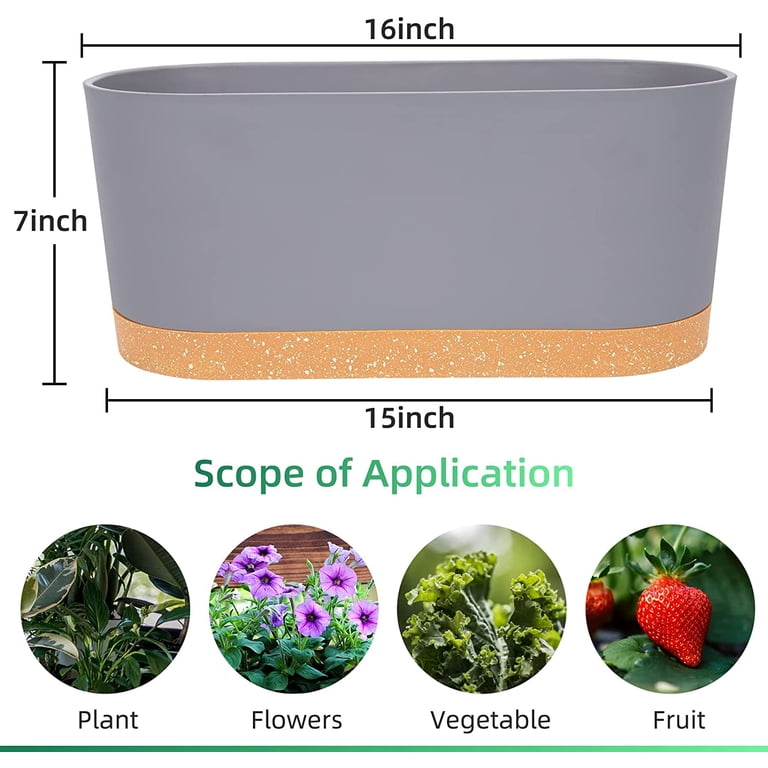 QCQHDU Self-Watering Window Box Planters, 16" Gray, 2-Pack photo 2