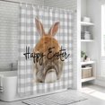 thumbnail image 6 of Grey Easter Shower Curtain, Waterproof Shower Curtains for Bathroom, Spring Watercolor Bunny Plaid Checkered Washable Fabric Bathtub Curtain Set Bath Decor with 12 Hooks Standard 72"x72", 6 of 8