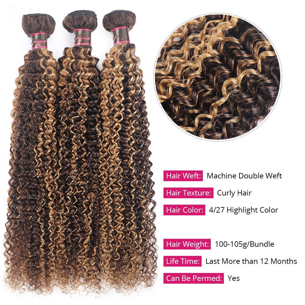 P4/27 Water Wave Bundle Highlight Bundles 16-24 inch Ombre Piano Color Human Hair Weave Bundles Honey Blonde Brazilian Curly Hair Bundles