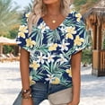 thumbnail image 3 of JTZGDY Fashion Oversized T-Shirts for Women Dressy Casual Vintage Floral Printed Summer Short Sleeve V Neck Graphic Tees Lightweight Soft Cotton Pullover Tops Army Green S, 3 of 8