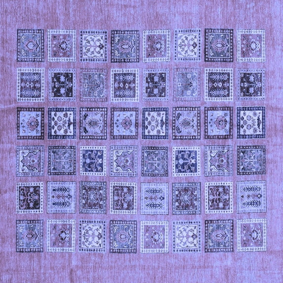 Ahgly Company Machine Washable Indoor Square Abstract Blue Modern Area Rugs, 3' Square