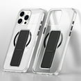 thumbnail image 4 of Compatible for iPhone 16 Plus Stand Case with Wristband, Multi-Functional Magnetic Kickstand Protective Phone Case Support Wireless Charging, Slim Hybrid Clear Shockproof Cover, Black, 4 of 8