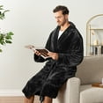 thumbnail image 5 of PAVILIA Mens Soft Robe, Plush Fluffy Fleece Bathrobe for Men, Long Sherpa Spa Robe with Shawl Collar (Black,L/XL), 5 of 9