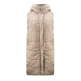 thumbnail image 4 of Women's Long Winter Coat Vest With Hood Sleeveless Warm Down Coat With Pockets Quilted Vest Down Jacket Quilted Outdoor Jacket Light Cardigan Cardigans plus Size Tan Knitted Cardigan for Women Womens, 4 of 8