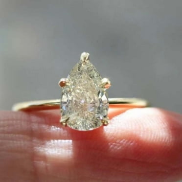 14k Yellow Gold Plated 2.20CTW Pear Cut VVS1 Moissanite Wedding Engagement Ring