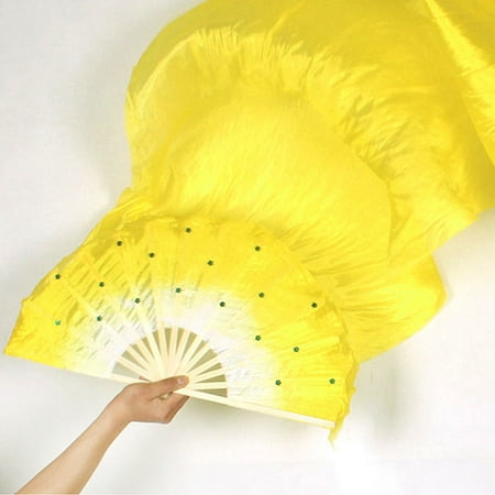 

Women Dance Costume Bamboo Long Silk Fans Veil Silk Fan