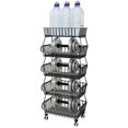 thumbnail image 3 of Wisdom Star 5 Tier Kitchen Wire Storage Basket Utility Cart with Wheels, kitchen and storage cart,44.1*11.4*16.1in, Black, 3 of 10