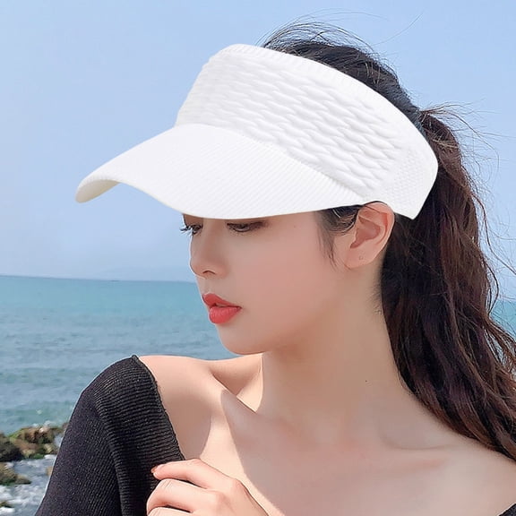 AirLoni visor hats for women Rough Straw Paper Korean Style Foldable Wide Brim UV Sunscreen For Summer Outing Riding Travel Lightweight Casual sun hats Hiking Hat White,One Size
