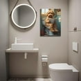 thumbnail image 3 of Funny Bathroom Canvas Wall Art-Set of 2 Poodle On Toilet Reading Newspaper Wall Decor Goldendoodle In Shower Humor Animal Poster Picture for Dog Lovers Restroom Ideas Decor 12x16 Inch Framed, 3 of 5