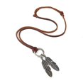 thumbnail image 5 of Colgante de hojas de plata y oro con doble amuleto clásico, ajustable, de tamaño similar, collar de cuerda de cuero sintético largo para mujeres y hombres con círculo --- Código de producto 45537, 5 of 5