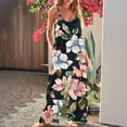 thumbnail image 2 of Jumpsuits for Women Casual 2024 Summer Print Rompers Sleeveless Loose Spaghetti Strap Baggy Overalls Jumpers with Pockets, 2 of 5
