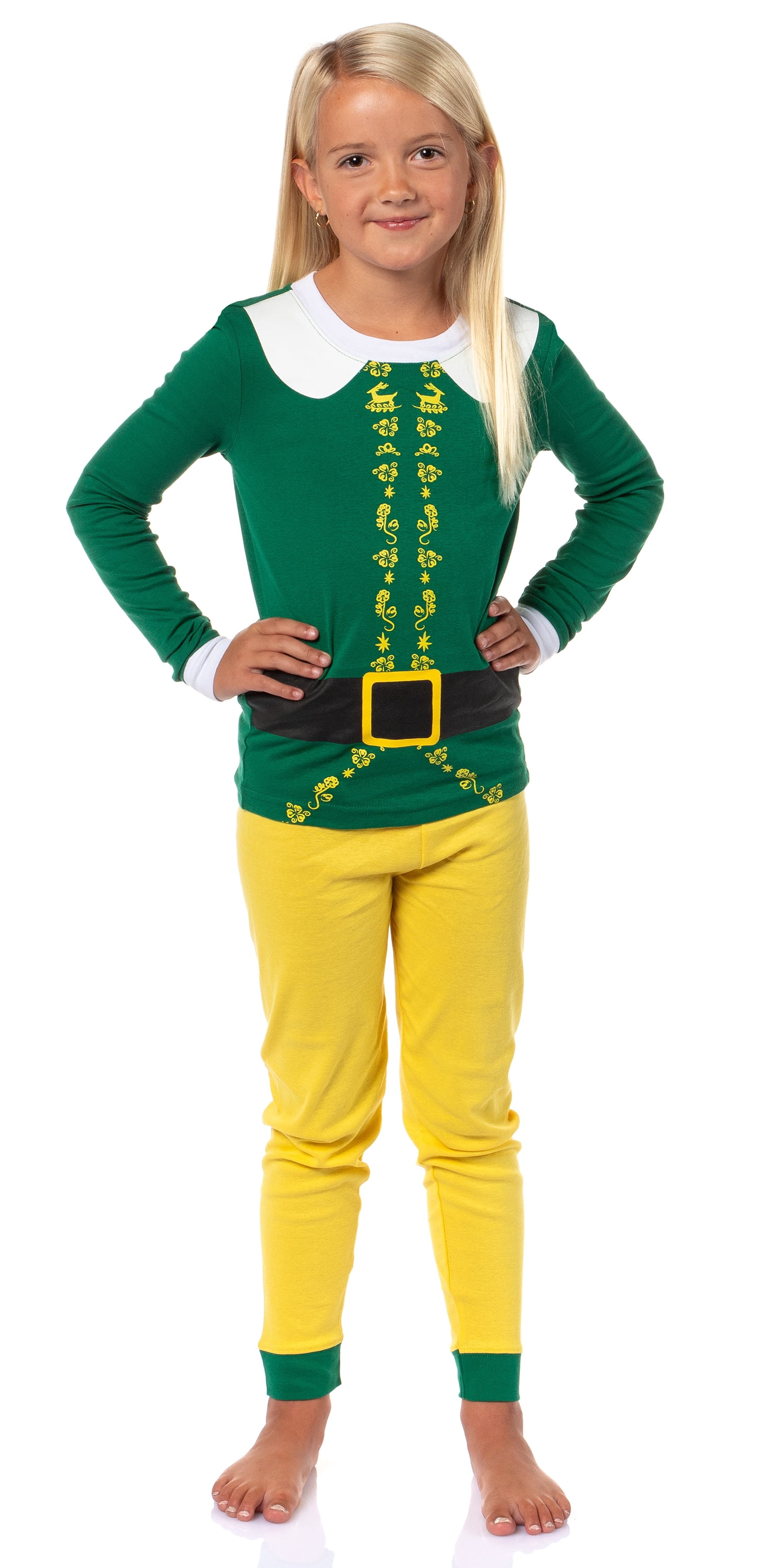 Elf Holiday Classic Movie Boy's Buddy The Elf Tight Fit Long Sleeve Long Pant Loungewear Sleep Pajama Set