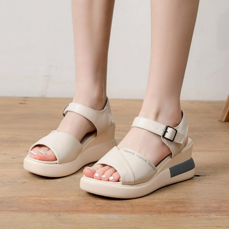 

Summer Ladies Shoes Casual Women s Sandals Flat Buckle Wedge Heels Sandals