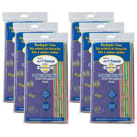 Spectra Deluxe Bleeding Art Tissue, 10 Color Bright Assortment, 20" x 30", 20 Sheets Per Pack, 6 Packs