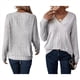 thumbnail image 2 of Camisas de Larga para Mujer, Cuello en V, Blusas Casuales de Otoño, Corte Holgado, Suéteres Ligeros, Túnicas, Ropa de Moda. Gris XXL, 2 of 7