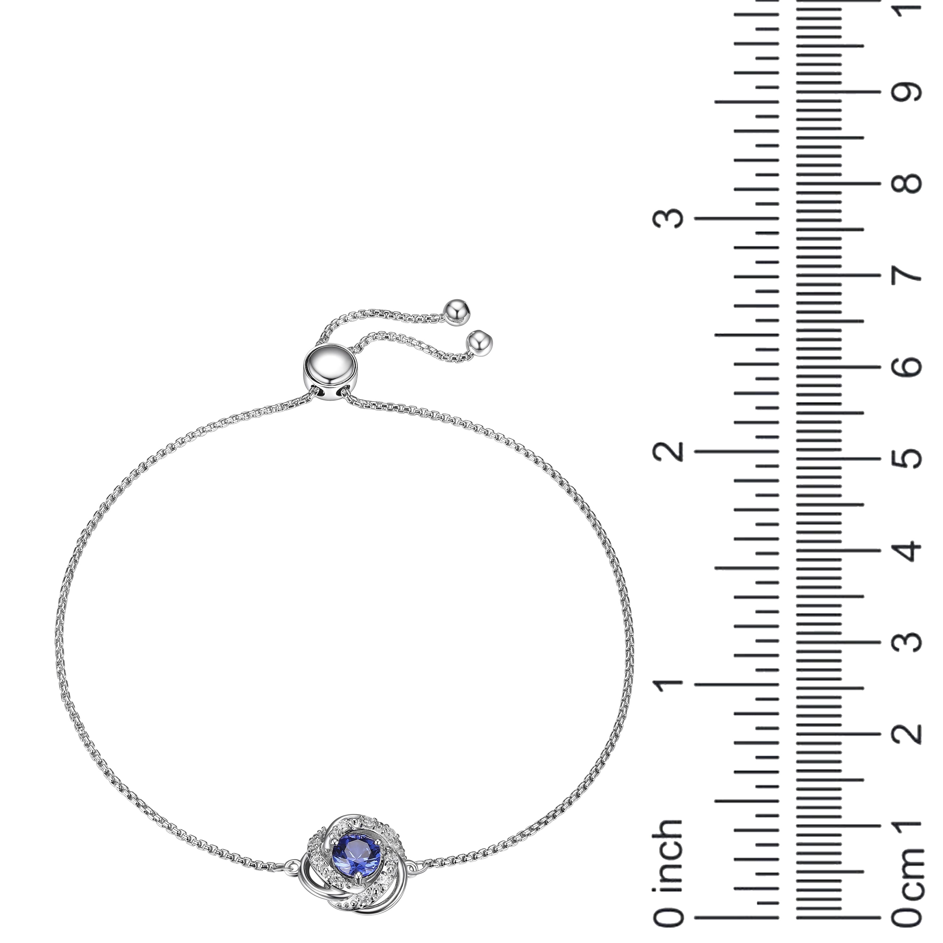 Forever Facets Lab Grown Diamond and Created Sapphire Sterling Silver Bolo Bracelet, Adult Female