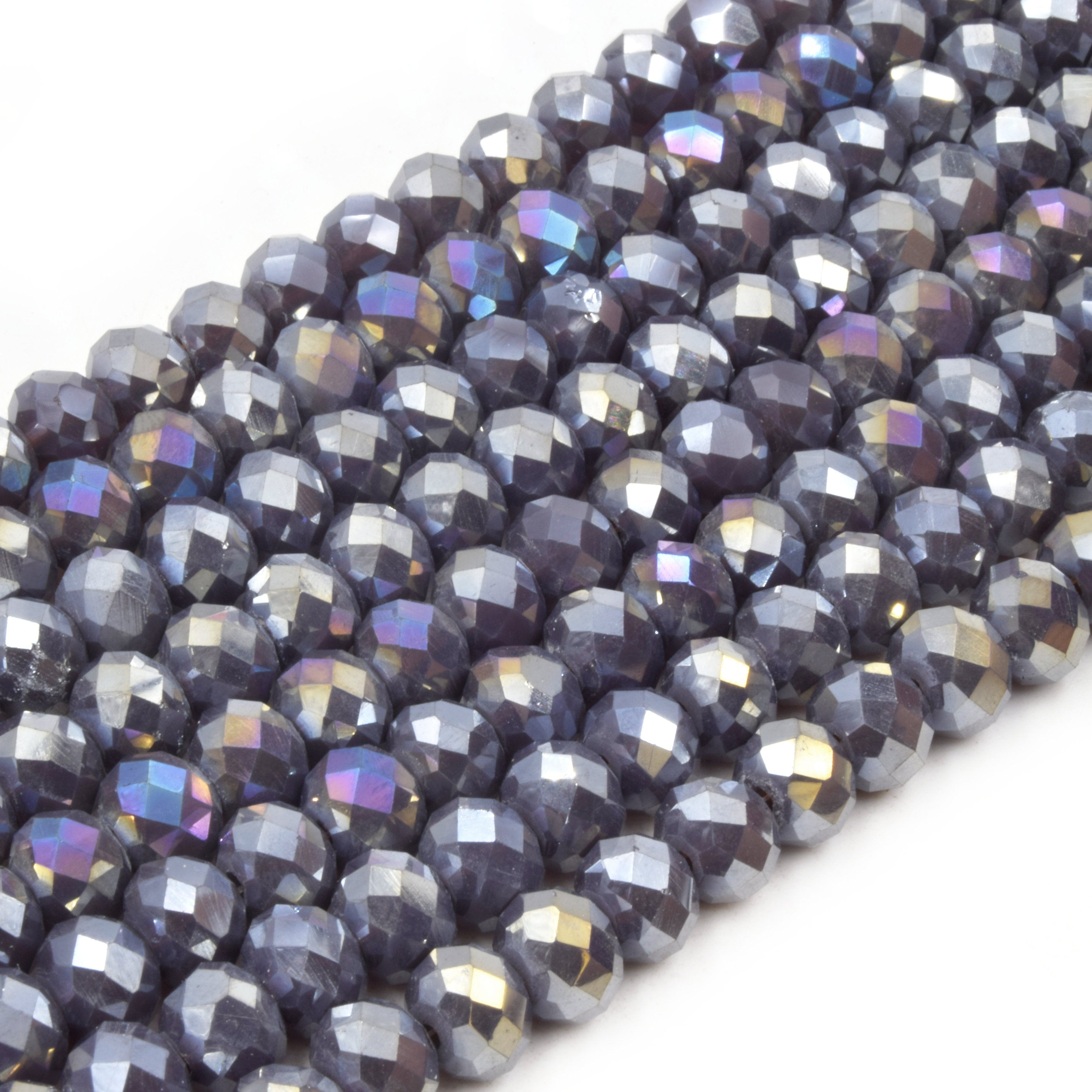 8mm Glass Faceted Rondelle Beads Pack of 40-9 Colours 