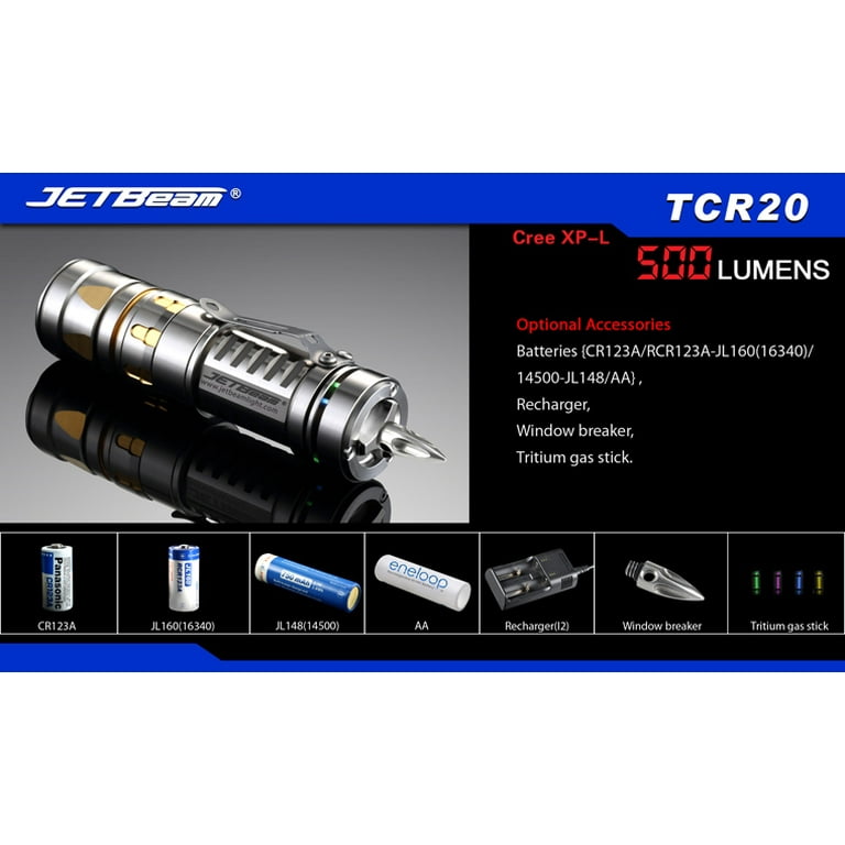 Jetbeam TCR21 LED Flashlight - 500 Lumens - CREE XP-L LED - Runs