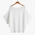 thumbnail image 2 of JIAYUE Women's Sweater Solid Color Slash Neck Knitted Off The Shoulder Batwing Short Sleeve Pullover Loose Ribbed Versatile Female Tops, 2 of 3