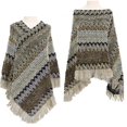 thumbnail image 3 of ZSQDM Ponchos Adult Women Nationl Print Colourful Splice Poncho With Tassels Knitted Shawl Scarf Fringed Pashminas Sweater Pullover Cape For Women Sweater Tassel Shawl Wrap Cloak Ponchos for Men, 3 of 3