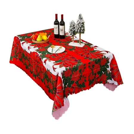 

Christmas Table Cloth | Rectangular Merry Christmas Tablecloth | Reusable Christmas Table Cover for Party Kitchen Dining Room Outdoor Indoor (59 x 70 inch)