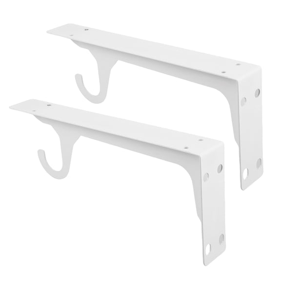 HEANUJJ 2Pcs Heavy Duty White Closet Rod Brackets Wall Mounted Wardrobe Rail Holder for Space Saving
