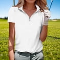 thumbnail image 2 of hotojiny Women's Quarter Zip Sweatshirt Lapel Short Sleeve Solid Pullover Lightweight Loose Fit Workout Summer Tops, 2 of 5