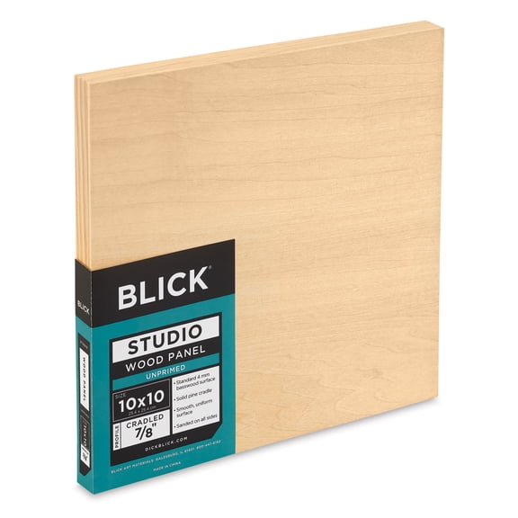 Blick Studio Artists' Wood Panel - Flat Cradle, 10" x 10", 7/8" Cradle