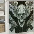 thumbnail image 6 of Orinice Skull Wings Guns Bathroom Decor Set with Hooks, Colorful Luxurious Graphic Print Polyester Fabric Shower Curtain for Bathroom Decoration, Waterproof and Easy to Install 36x72, 6 of 7