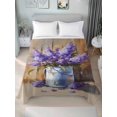 thumbnail image 2 of Queen Size Flat Sheet Only, Lavender Soft Brushed Microfiber Bed Sheets, Spring Floral Purple Watercolor Vintage Hotel Quality Breathable Bedding Top Sheet, Easy Care, 90"x102", 2 of 9