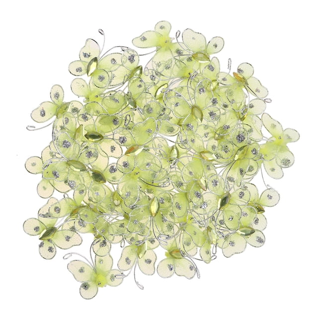 MasteelfCA 50pcs Simulation Wired Mesh DIY Wedding Craft Decoration Home Decoration(Light Yellow)