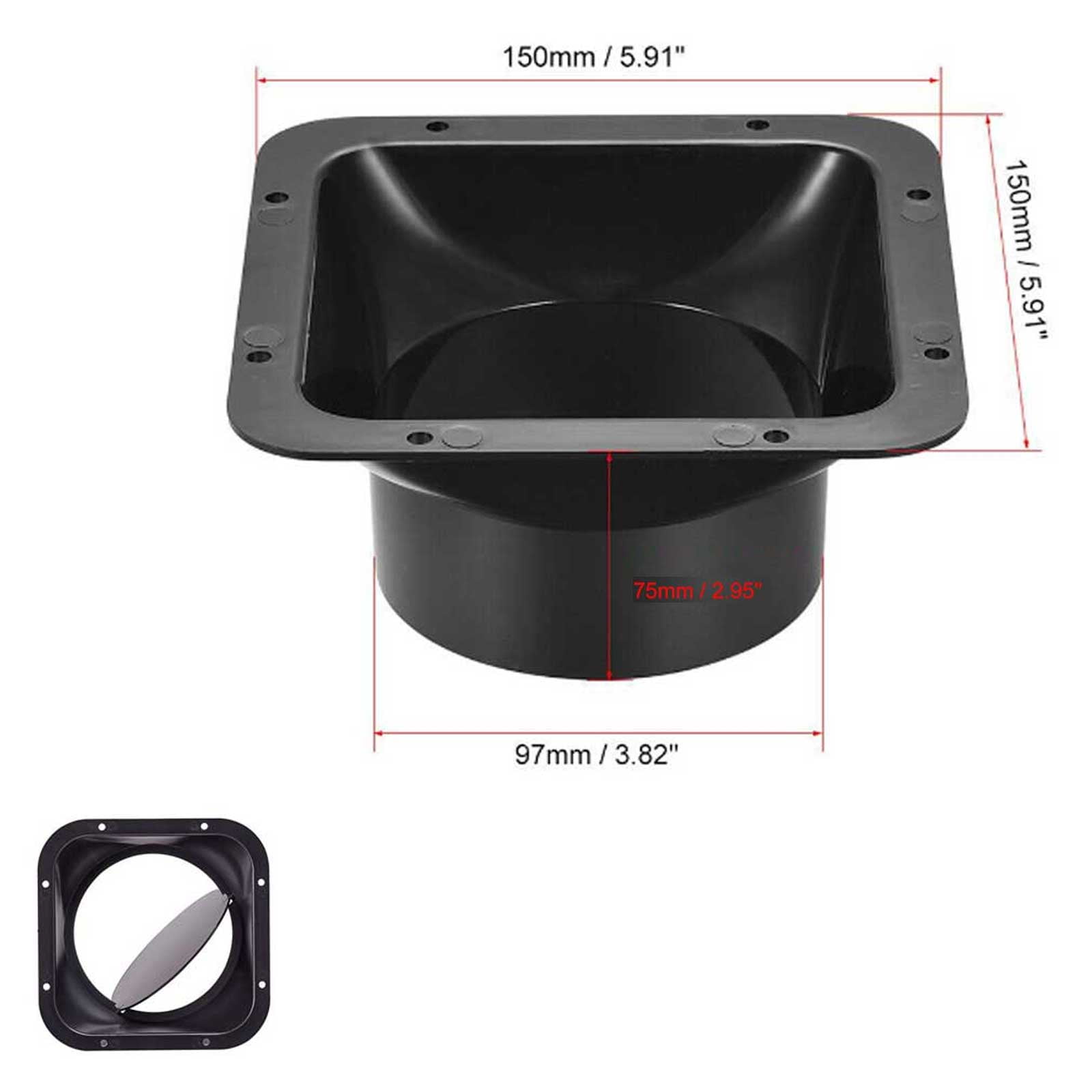 Raccord De Tuyau Carré à Bride En ABS Noir - Connecteur Ventilation 200mm Léger Et Résistant