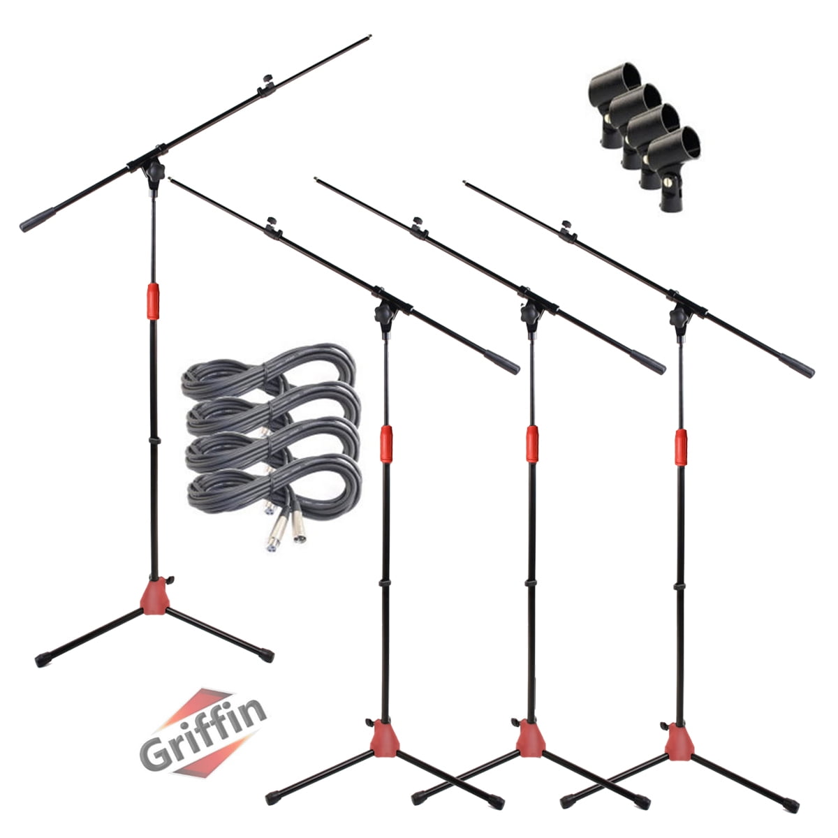 Griffin Microphone Boom Stand 4PACK Holder Mount XLR Cable Mic Clip Stage Studio