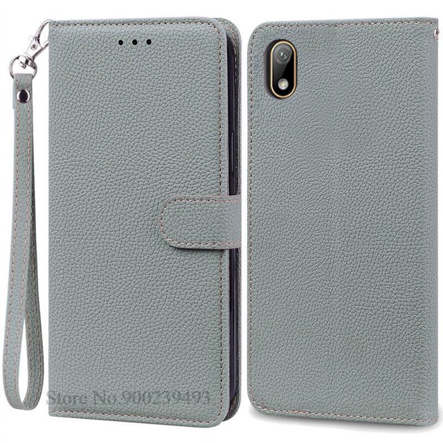 For Huawei Y5 2019 Case Flip Leather Wallet Case for Huawei Y5 2019 Case Y 5 2019 AMN-LX9 AMN-LX1 AMN-LX2 AMN-LX3 Phone Cases Gray-Strap For Huawei Y5 2019