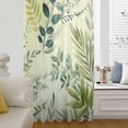 thumbnail image 5 of Green Blue Leaves Sheer Curtains 54 Inches Long, Summer Botanical Farmhouse Watercolor Leaf Light Filering Curtains, Breathable Simi Curtain Privacy Drapes for Kitchen Bathroom Small Window Treatment, 5 of 9