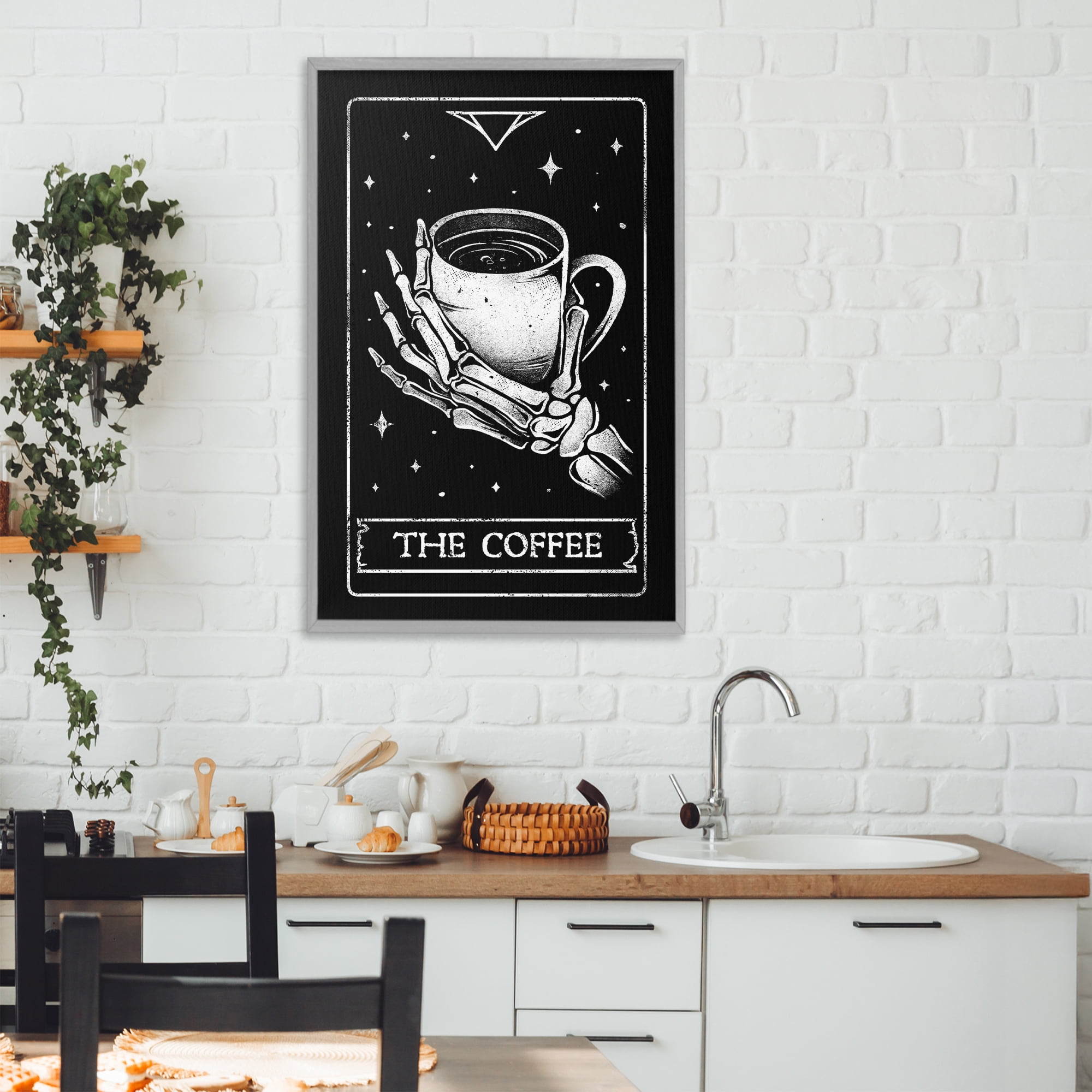 Stupell Industries The Coffee Tarot Card Gray Framed Giclee Art, design by EduEly Designs