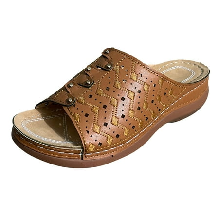 

KaLI_store Slippers for Women Ladies Slippers Female Summer Indoor and Outdoor Wear Fashionable Sandals for Summer Khaki 8
